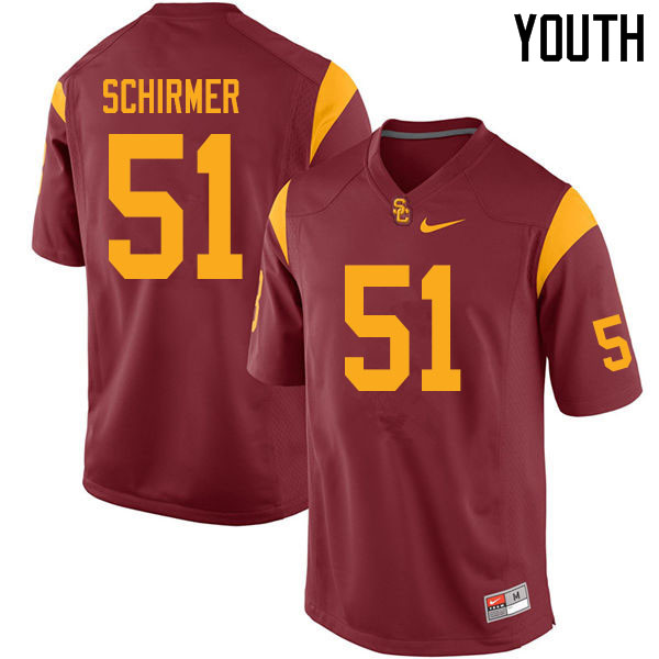 Youth #51 Bernard Schirmer USC Trojans College Football Jerseys Sale-Cardinal